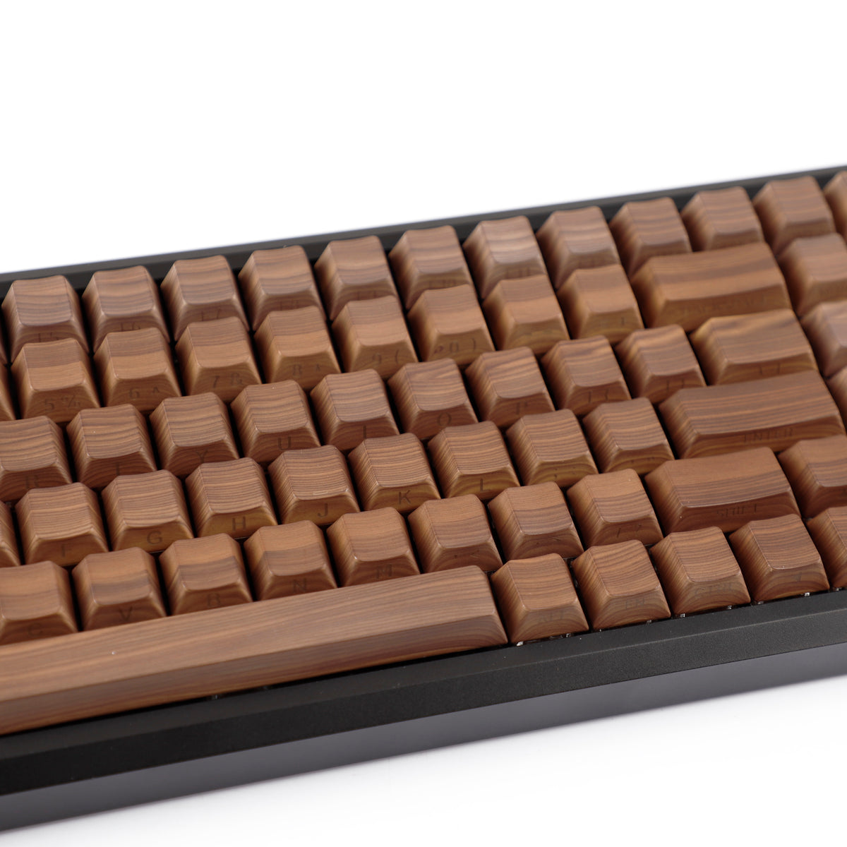 YMDK 133 Keys Walnut Wood Grain Keycaps Side-lit Cherry Profile PBT Keycap for 61 64 68 84 87 96 98 104 108 MX Mechanical Keyboards