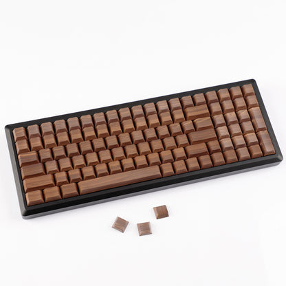 YMDK 133 Keys Walnut Wood Grain Keycaps Side-lit Cherry Profile PBT Keycap for 61 64 68 84 87 96 98 104 108 MX Mechanical Keyboards