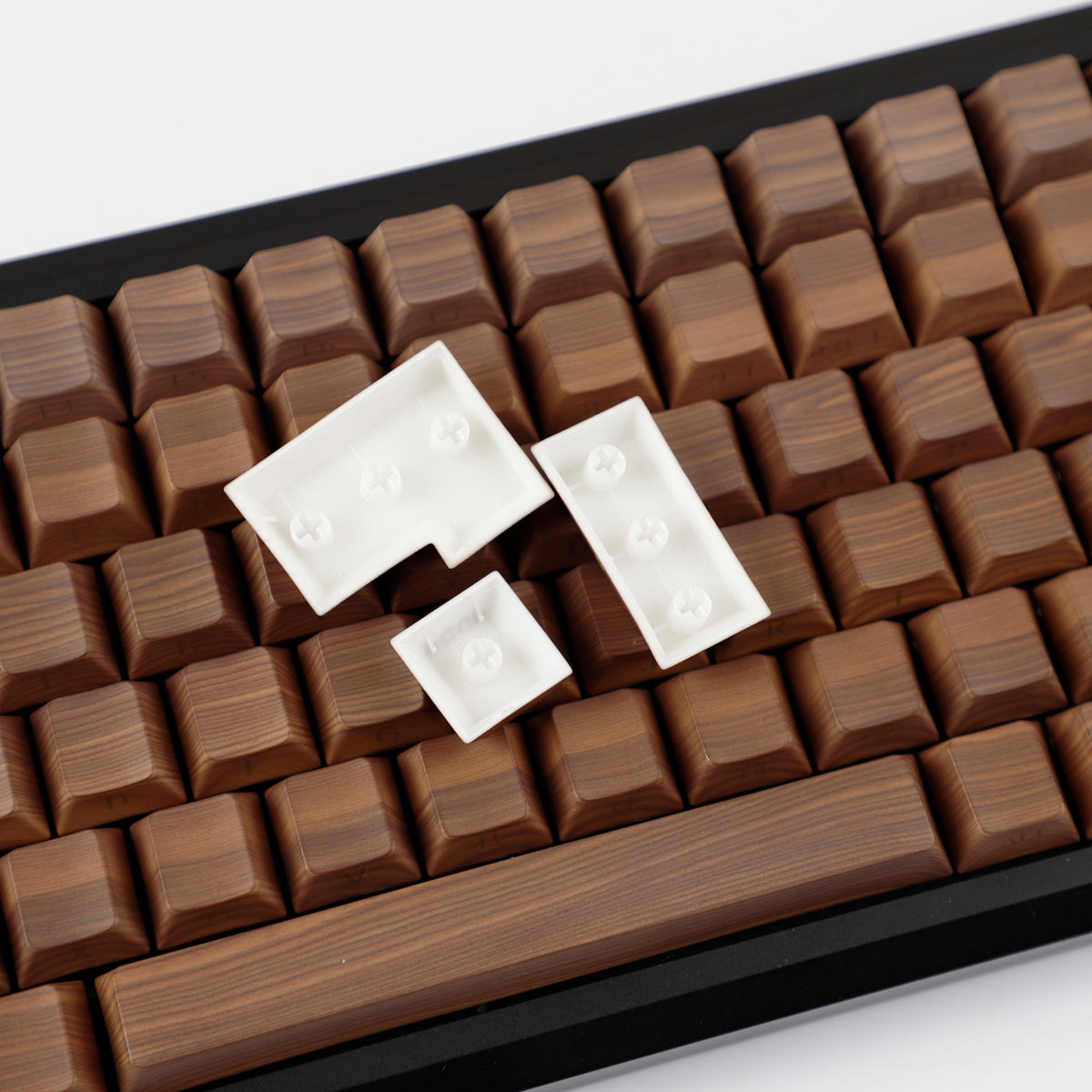 YMDK 133 Keys Walnut Wood Grain Keycaps Side-lit Cherry Profile PBT Keycap for 61 64 68 84 87 96 98 104 108 MX Mechanical Keyboards