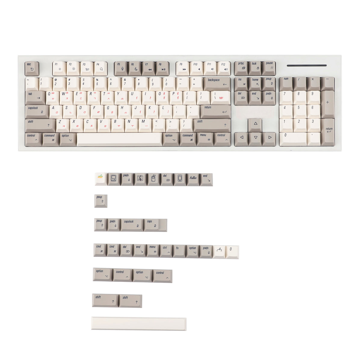 YMDK English Korean 136 Keys MAC Apple Retro Keycaps Cherry Profile PBT Dye Sublimation for 75/87/98/104/108 MX Mechanical Keyboard