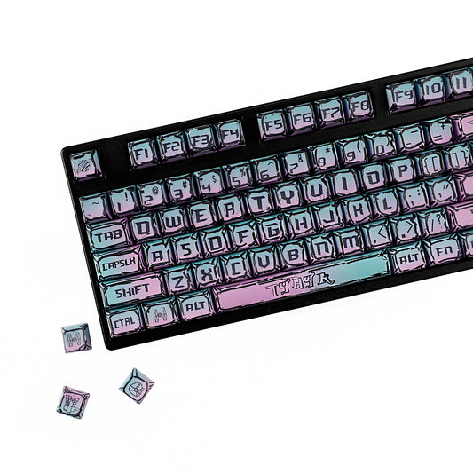YMDK Cyberpunk Keycaps 126 keys Gradient Color Five-sided Dye Sub MDA Profile PBT MX Mechanical Keyboard Keycap 65/75/87/98/100/104