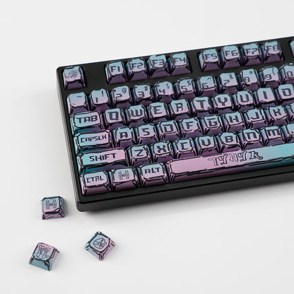 YMDK Cyberpunk Keycaps 126 keys Gradient Color Five-sided Dye Sub MDA Profile PBT MX Mechanical Keyboard Keycap 65/75/87/98/100/104