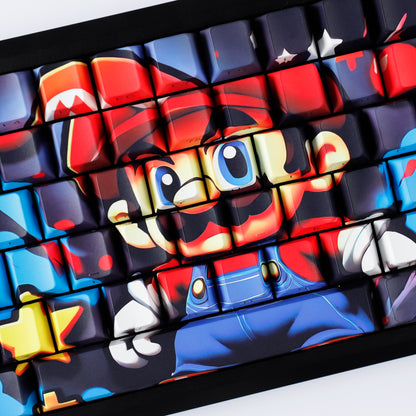 YMDK Grandpa Beard Theme 131 Keys Keycaps Sidelit PBT Dye Sub Cherry Profile Manga Anime Custom Keycap for 61/68/84/104/108 MX Mechanical Keyboard