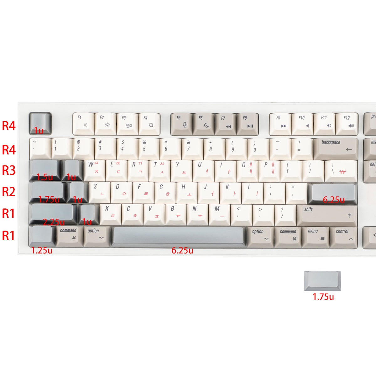 YMDK Cherry Profile Metal Keycaps Accent Supplement Keycaps 1u 1.25u 1.75u 2u 2.25u 2.75u 6.25u for MX Mechanical Keyboard
