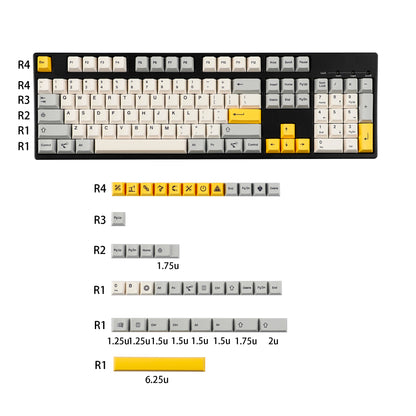 YMDK 142 Heavy Industry Keycaps English Korean Cherry Profile PBT Dye Sub Custom Keycap for MX Mechanical Keyboard Key Caps 65/75/87/98/100/104