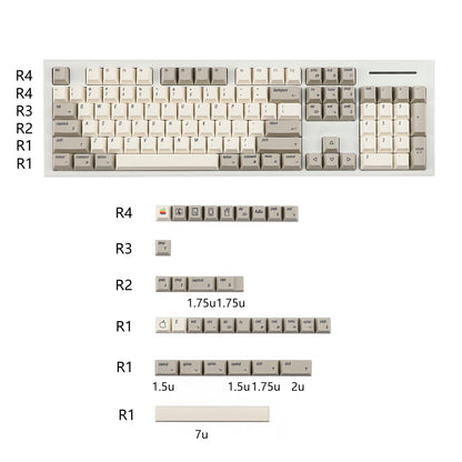 YMDK English Korean 135 Keys MAC Apple Retro Keycaps Cherry Profile PBT Dye Sublimation for 75/87/98/104/108 MX Mechanical Keyboard