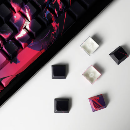YMDK 131 Coal Briquette Ghost Keycap Cherry Profile Dye Sub Double Shot Sidelit PBT Keycaps for 65/75/87/98/100/104 MX Mechanical keyboard