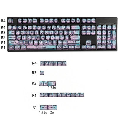 YMDK Cyberpunk Keycaps 126 keys Gradient Color Five-sided Dye Sub MDA Profile PBT MX Mechanical Keyboard Keycap 65/75/87/98/100/104