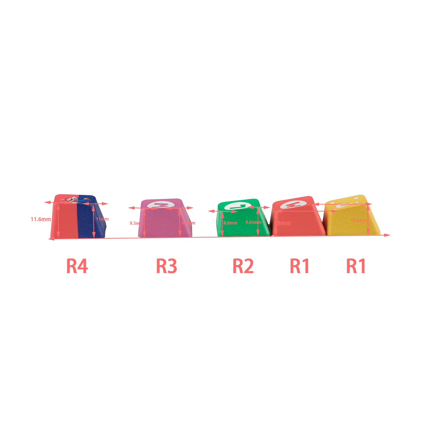 Pacman Theme or Mario Theme OEM Profile keycaps(Five Dye PBT Custom Sublimation )