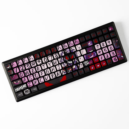 YMDK Evil Briquettes Gengar Cartoon Keycaps Translucent Full Set 122 keys MDA Profile PBT+PC Dye Sub Cool Custom Keycaps for MX Mechanical Keyboard