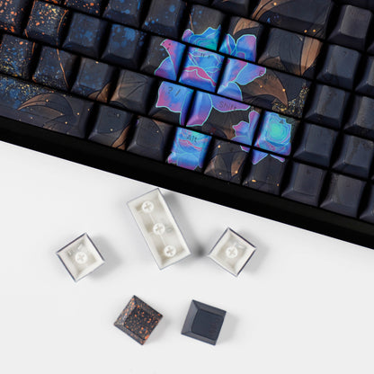 YMDK Peony Theme keycap Full Set 128 keys Backlit Sidelit PBT Dye Sub Cherry Profile for MX Mechanical Keyboard