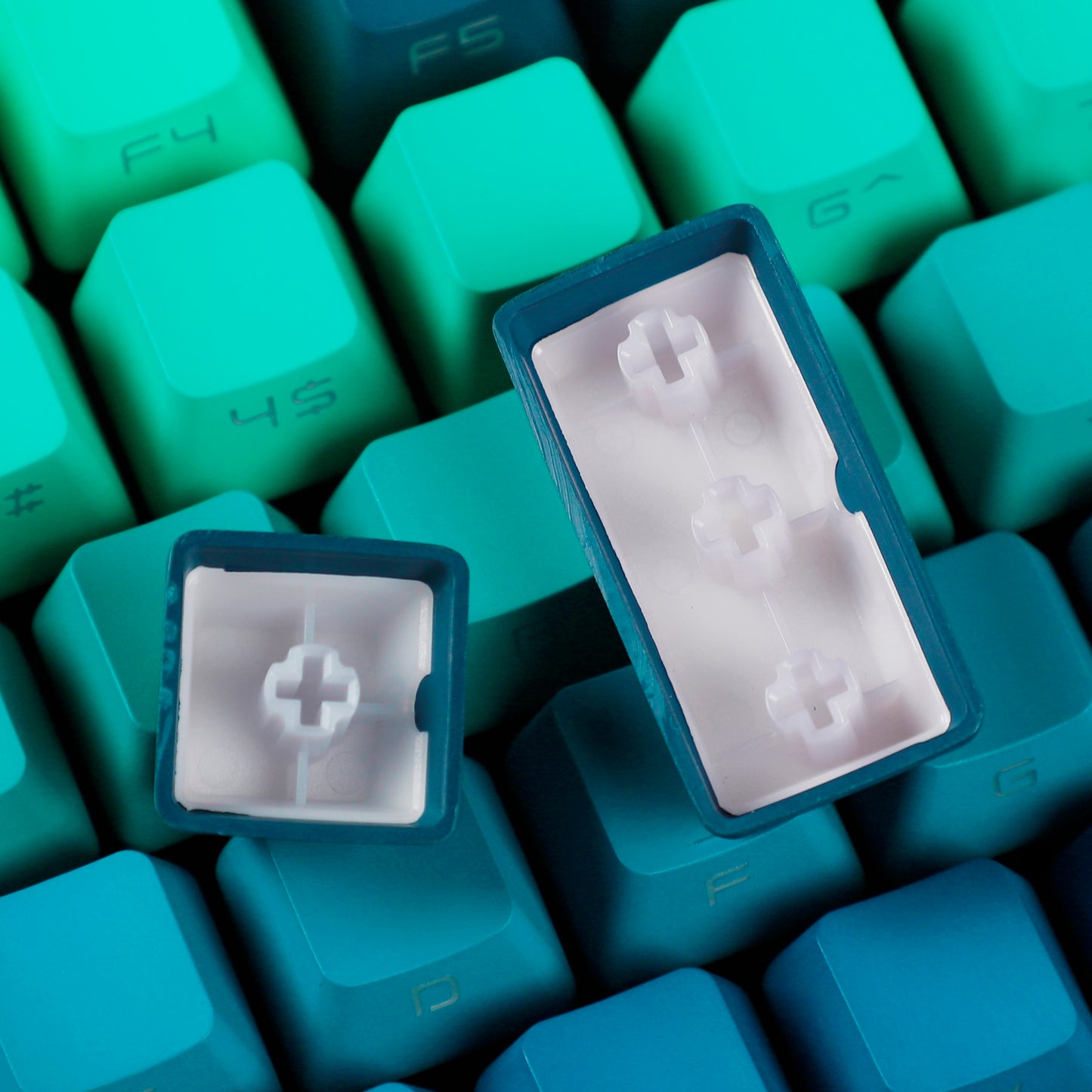 YMDK Blue Green Gradient Side-Lit 134 Keycaps(Double Shot OEM Profile/104 TKL 61 Using)