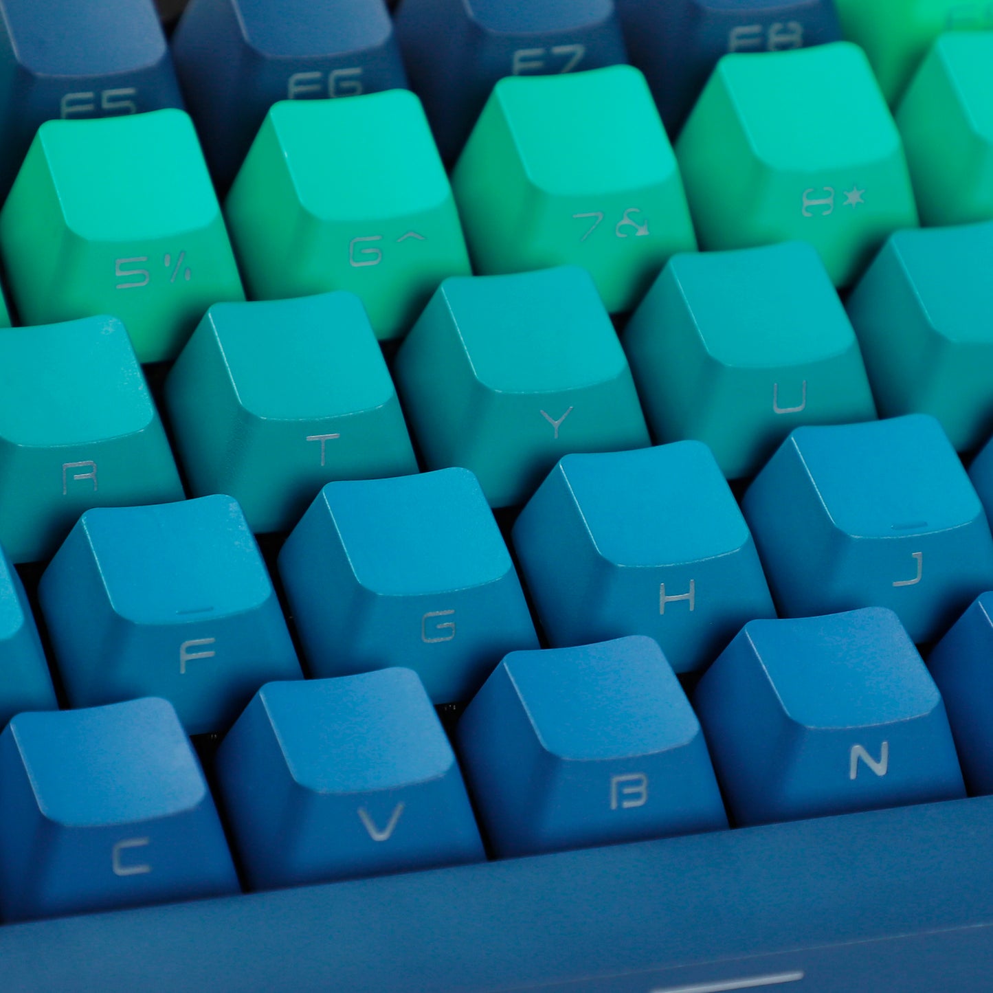 YMDK Blue Green Gradient Side-Lit 134 Keycaps(Double Shot OEM Profile/104 TKL 61 Using)