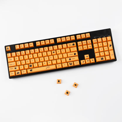 YMDK Orange Cat and Black Cat Theme 124 keys Cherry Profile Keycaps Dye Sub PBT Keycap for 65/75/87/98/100/104 MX Mechanical Keyboard