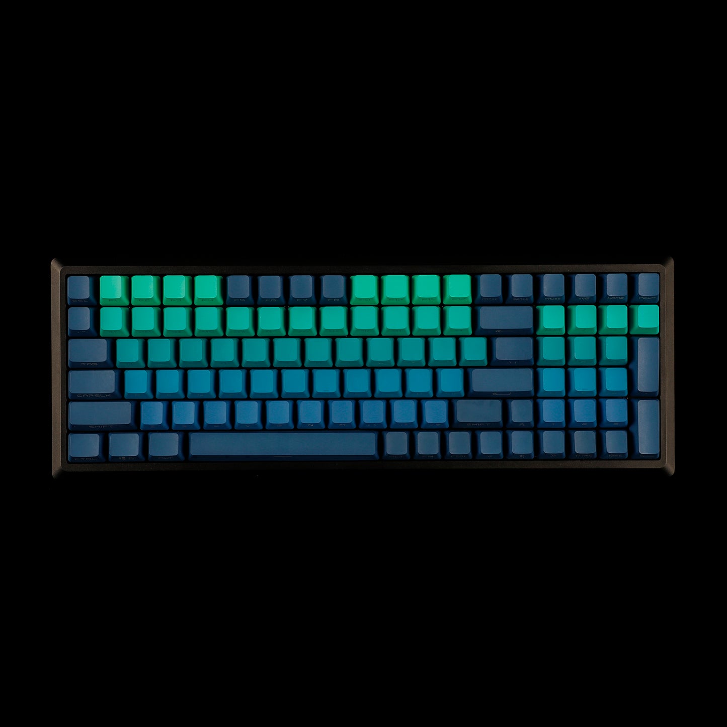 YMDK Blue Green Gradient Side-Lit 134 Keycaps(Double Shot OEM Profile/104 TKL 61 Using)