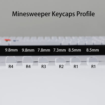 YMDK 143 Minesweeper Game Theme Keycaps Thick PBT Top Print Cool Creative Keycap Cherry Profile Contrast Color Design Custom Key Cap for MX Mechanical Keyboards