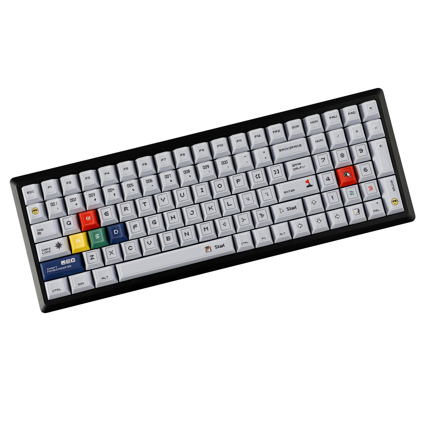 YMDK 143 Minesweeper Game Theme Keycaps Thick PBT Top Print Cool Creative Keycap Cherry Profile Contrast Color Design Custom Key Cap for MX Mechanical Keyboards