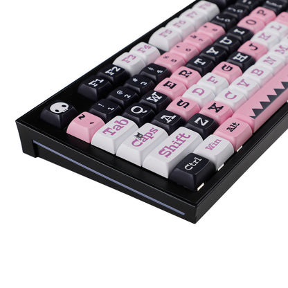 YMDK Kawaii Cartoon 127 keys 5 Sides Over Pink Black Dye Sub XDA PBT Keycap For MX Keyboard Apex