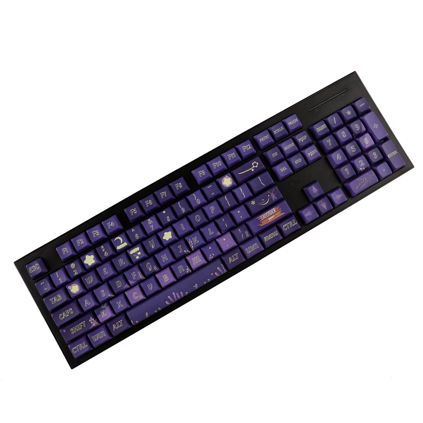 YMDK Lavender 127 keys 5 Sides Over Purple Dye Sub XDA PBT Keycap For MX Keyboard Apex