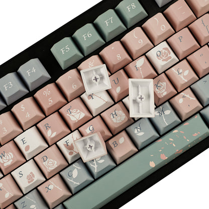 YMDK Cherry Profile Old Testament Roses 5 Sides 129 keys Over Dye Sub Thick PBT KEYCAP for MX Mechanical Keyboard