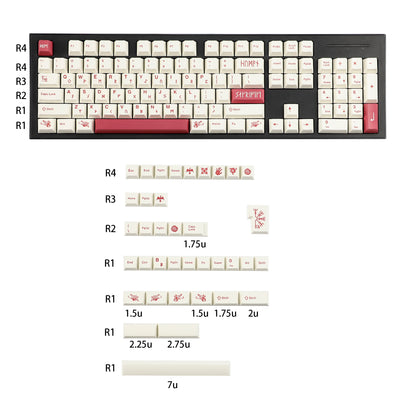 Blood Sacrifice Theme 141 keys Keycaps Cherry Profile PBT Dye Sub Top Print Keycap for 61/64/75/87/98/104/108 MX Gaming Mechanical keyboard