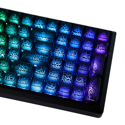 YMDK Ice Crack Shine Through Keycaps 123 Side Print PC MDA Profile Cool Creative Custom Keycap for 60 75 100% MX Mechanical Keyboard