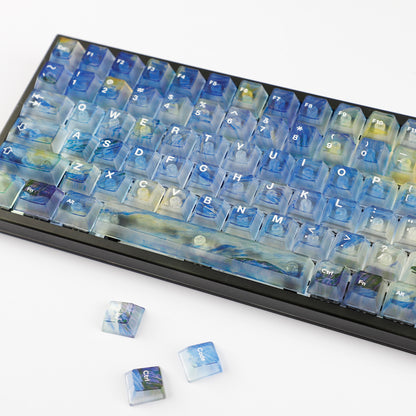YMDK 122 Keys Frosted Clear Rose Sorrow Starry Sky Theme PC Cherry Profile PC Shine Through Keycaps for MX Mechanical Keyboard