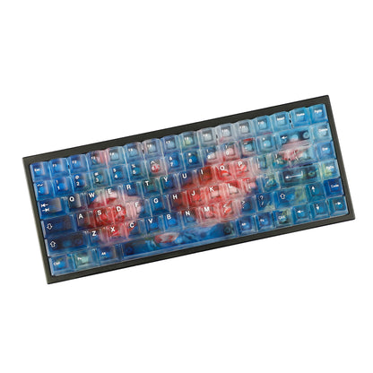 YMDK 122 Keys Frosted Clear Rose Sorrow Starry Sky Theme PC Cherry Profile PC Shine Through Keycaps for MX Mechanical Keyboard