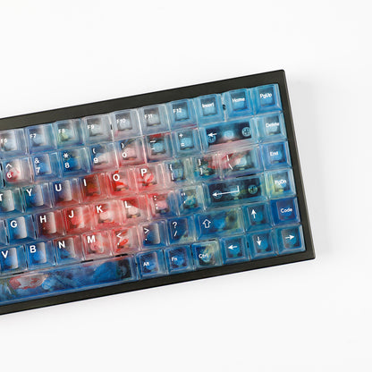 YMDK 122 Keys Frosted Clear Rose Sorrow Starry Sky Theme PC Cherry Profile PC Shine Through Keycaps for MX Mechanical Keyboard