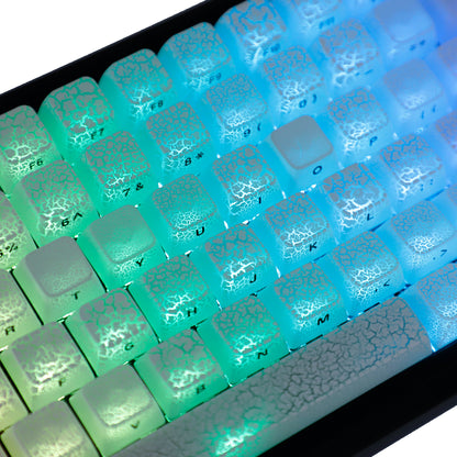 YMDK Ice Crack Shine Through Keycaps 123 Side Print PC MDA Profile Cool Creative Custom Keycap for 60 75 100% MX Mechanical Keyboard