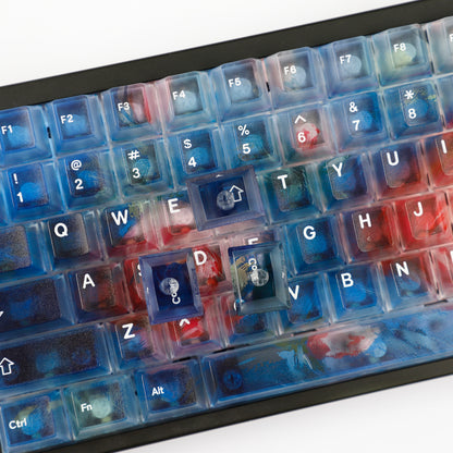 YMDK 122 Keys Frosted Clear Rose Sorrow Starry Sky Theme PC Cherry Profile PC Shine Through Keycaps for MX Mechanical Keyboard