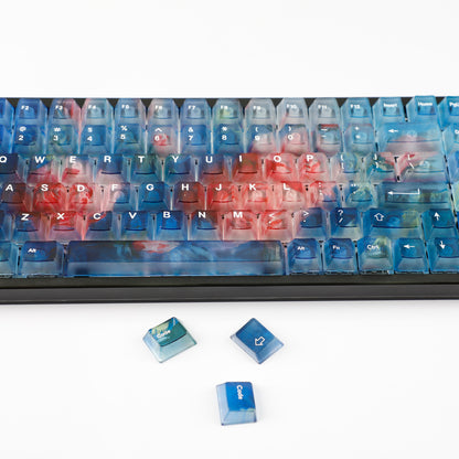 YMDK 122 Keys Frosted Clear Rose Sorrow Starry Sky Theme PC Cherry Profile PC Shine Through Keycaps for MX Mechanical Keyboard