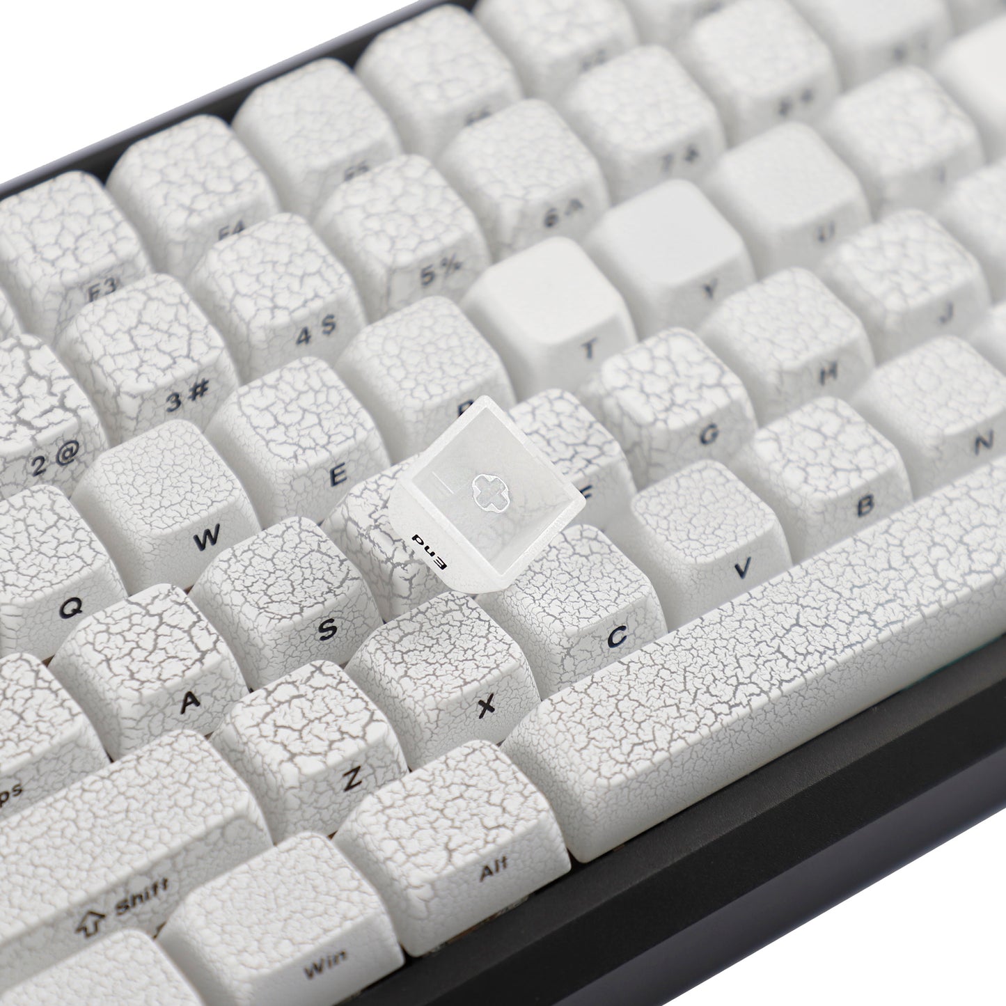 YMDK Ice Crack Shine Through Keycaps 123 Side Print PC MDA Profile Cool Creative Custom Keycap for 60 75 100% MX Mechanical Keyboard