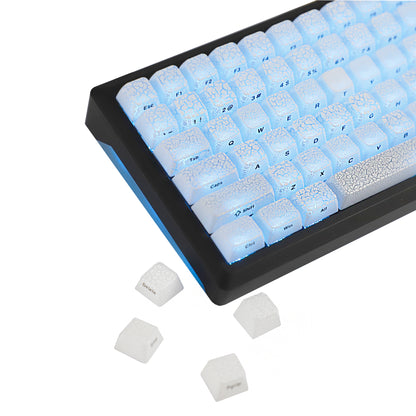 YMDK Ice Crack Shine Through Keycaps 123 Side Print PC MDA Profile Cool Creative Custom Keycap for 60 75 100% MX Mechanical Keyboard