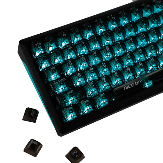 YMDK PC Keycap 119 Keys Shine Through Top UV Printing MDA Profile Cool Custom Keycaps for MX Mechanical Keyboard