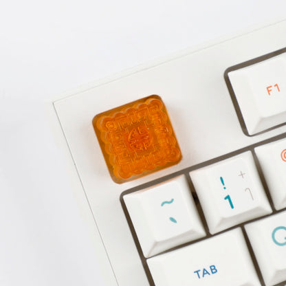 YMDK Mooncake Theme Food Keycap Resin Shine Through Personalized Cute Custom Keycaps for MX Mechanical Keyboards