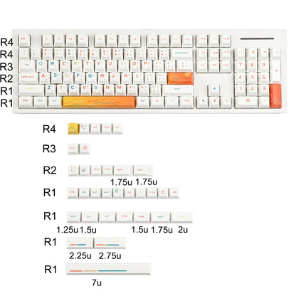 YMDK 131 Keys Minimalist Ocean Theme Keycaps Top Print PBT Dye Sub Cherry Profile Keycap for 75/87/98/104/108 MX Mechanical Keyboard