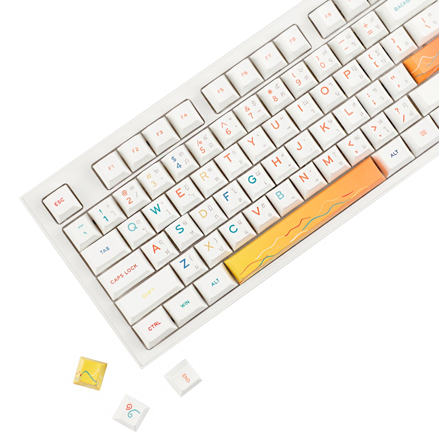 YMDK 131 Keys Minimalist Ocean Theme Keycaps Top Print PBT Dye Sub Cherry Profile Keycap for 75/87/98/104/108 MX Mechanical Keyboard