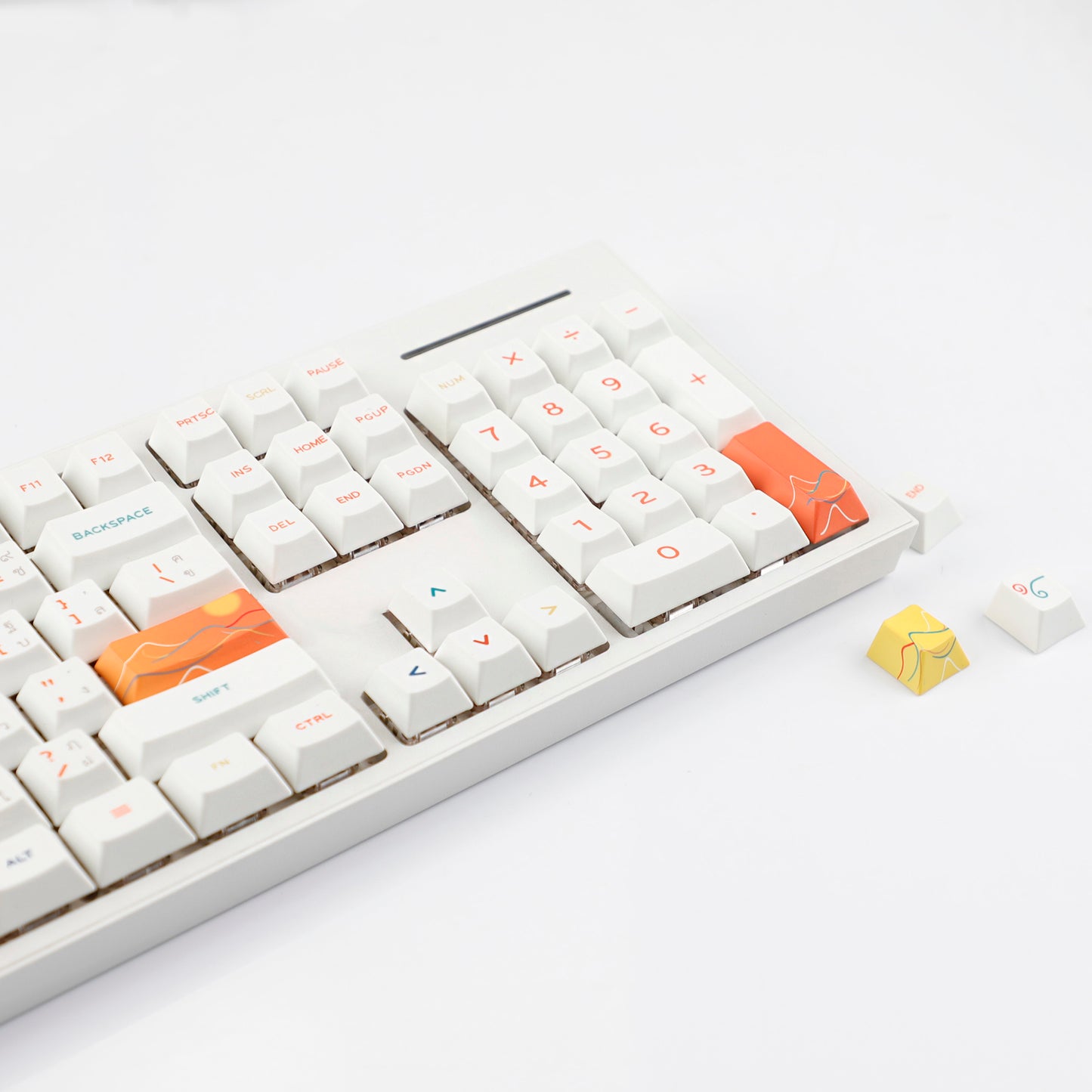YMDK 131 Keys Minimalist Ocean Theme Keycaps Top Print PBT Dye Sub Cherry Profile Keycap for 75/87/98/104/108 MX Mechanical Keyboard