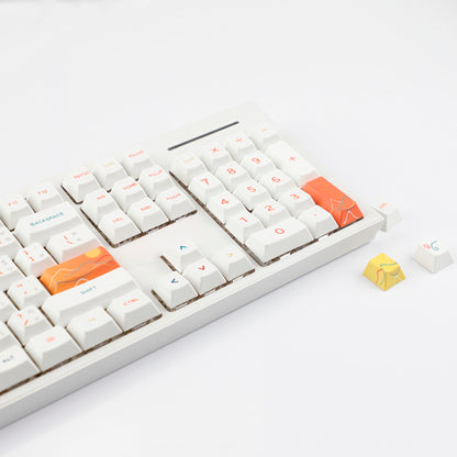 YMDK 131 Keys Minimalist Ocean Theme Keycaps Top Print PBT Dye Sub Cherry Profile Keycap for 75/87/98/104/108 MX Mechanical Keyboard