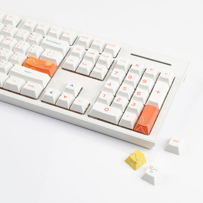 YMDK 131 Keys Minimalist Ocean Theme Keycaps Top Print PBT Dye Sub Cherry Profile Keycap for 75/87/98/104/108 MX Mechanical Keyboard