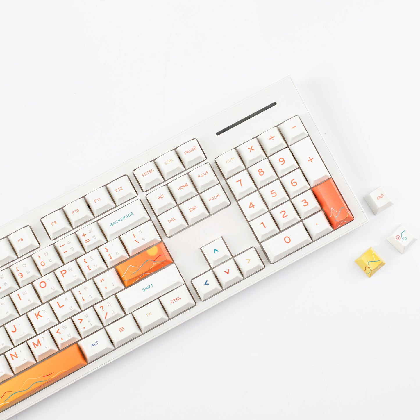 YMDK 131 Keys Minimalist Ocean Theme Keycaps Top Print PBT Dye Sub Cherry Profile Keycap for 75/87/98/104/108 MX Mechanical Keyboard