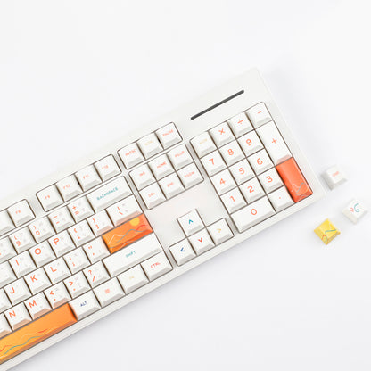 YMDK 131 Keys Minimalist Ocean Theme Keycaps Top Print PBT Dye Sub Cherry Profile Keycap for 75/87/98/104/108 MX Mechanical Keyboard