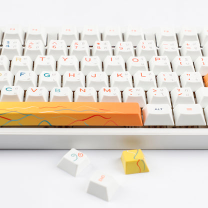 YMDK 131 Keys Minimalist Ocean Theme Keycaps Top Print PBT Dye Sub Cherry Profile Keycap for 75/87/98/104/108 MX Mechanical Keyboard