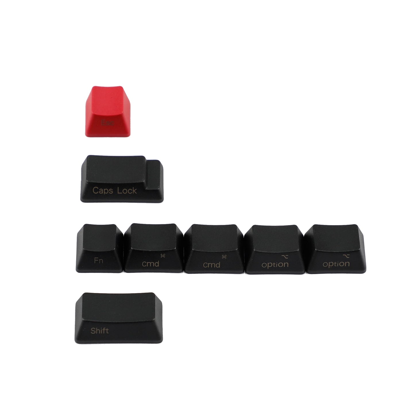 8 Laser-Etched Black Red Mac Keycaps(OEM Profile PBT 1.5mm Thickness/Dolch Using)