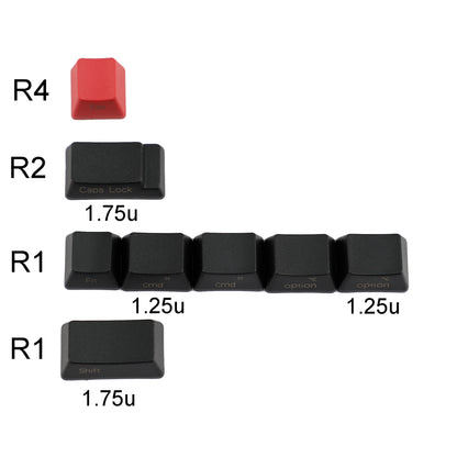 8 Laser-Etched Black Red Mac Keycaps(OEM Profile PBT 1.5mm Thickness/Dolch Using)