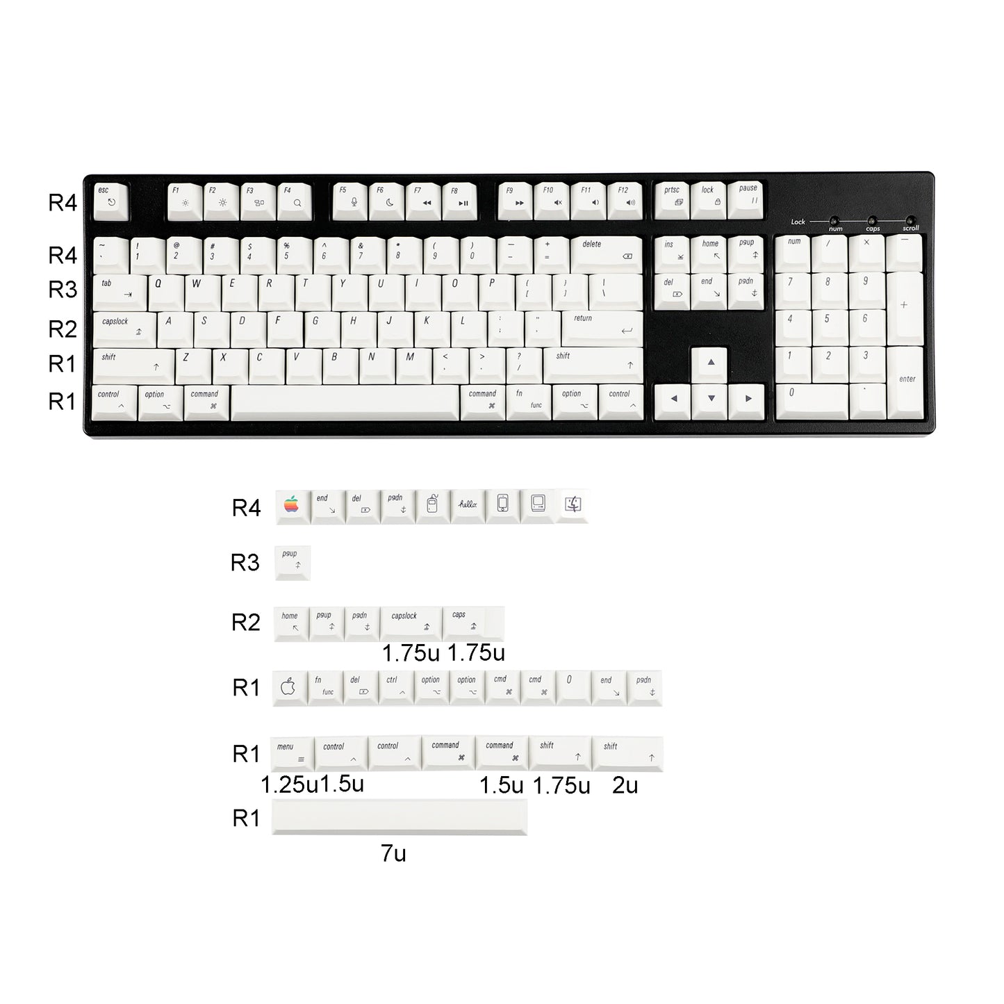 YMDK 139 Mac Keycaps XDA v2 Profile Normcore Style Gray White Dye Sub PBT White For 104 TKL 60% 96 84 68 64 MX Switches Keyboard