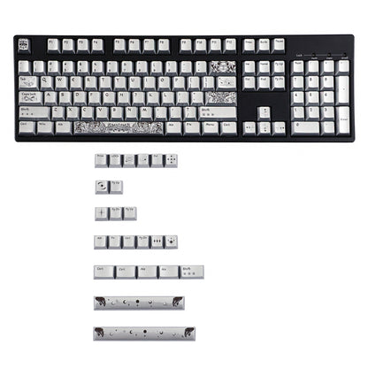 YMDK 128 Keys Silver Wing Style Metallic Paint Finish Cherry Profile PC Dye Sub Keycaps for 75/87/98/104/108 MX Mechanical Keyboard