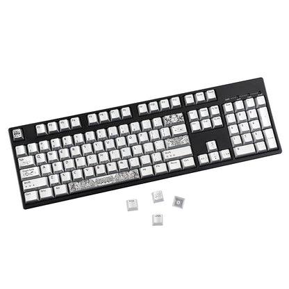 YMDK 128 Keys Silver Wing Style Metallic Paint Finish Cherry Profile PC Dye Sub Keycaps for 75/87/98/104/108 MX Mechanical Keyboard