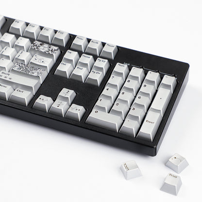 YMDK 128 Keys Silver Wing Style Metallic Paint Finish Cherry Profile PC Dye Sub Keycaps for 75/87/98/104/108 MX Mechanical Keyboard